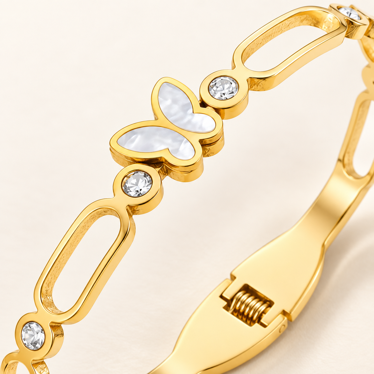 Luna Butterfly Bracelet — close-up of the design and finish