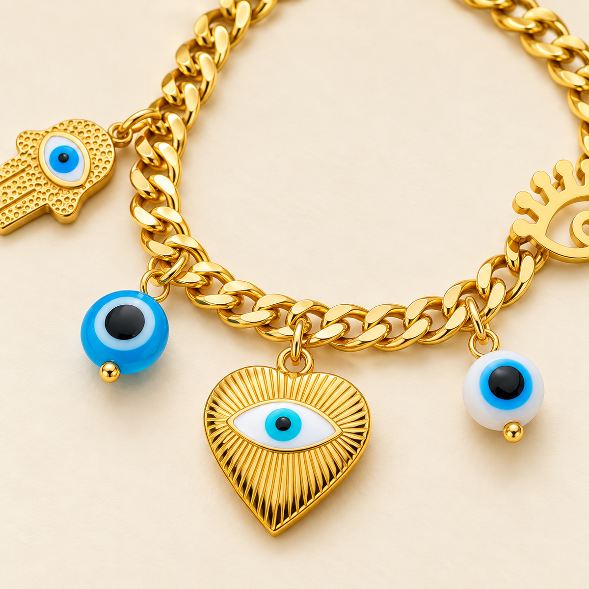 Ayla Evil Eye Bracelet — close-up of the design and finish