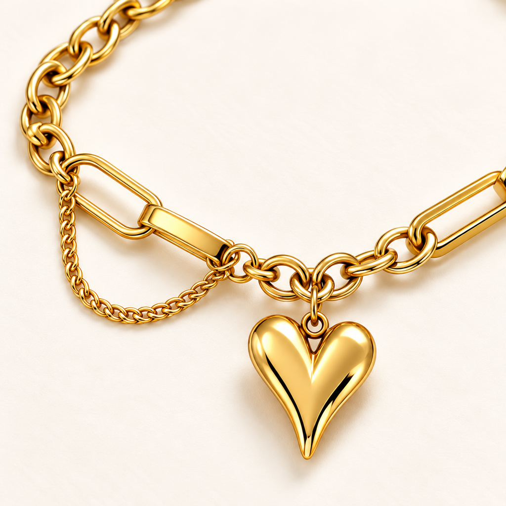 Kaia Heart Bracelet — close-up of the design and finish
