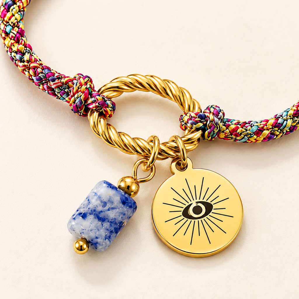 Aurora Evil Eye Bracelet — close-up of the design and finish