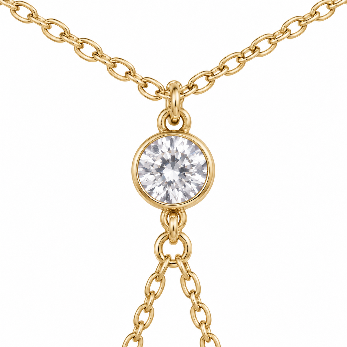 CZ Hand Chain Bracelet — macro close-up detail