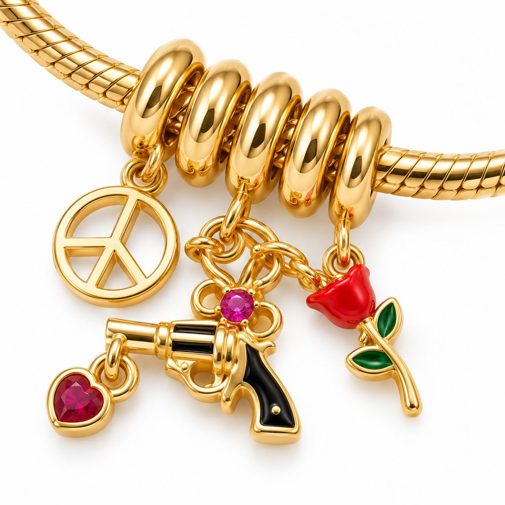 Love Charm Bracelet — macro close-up detail