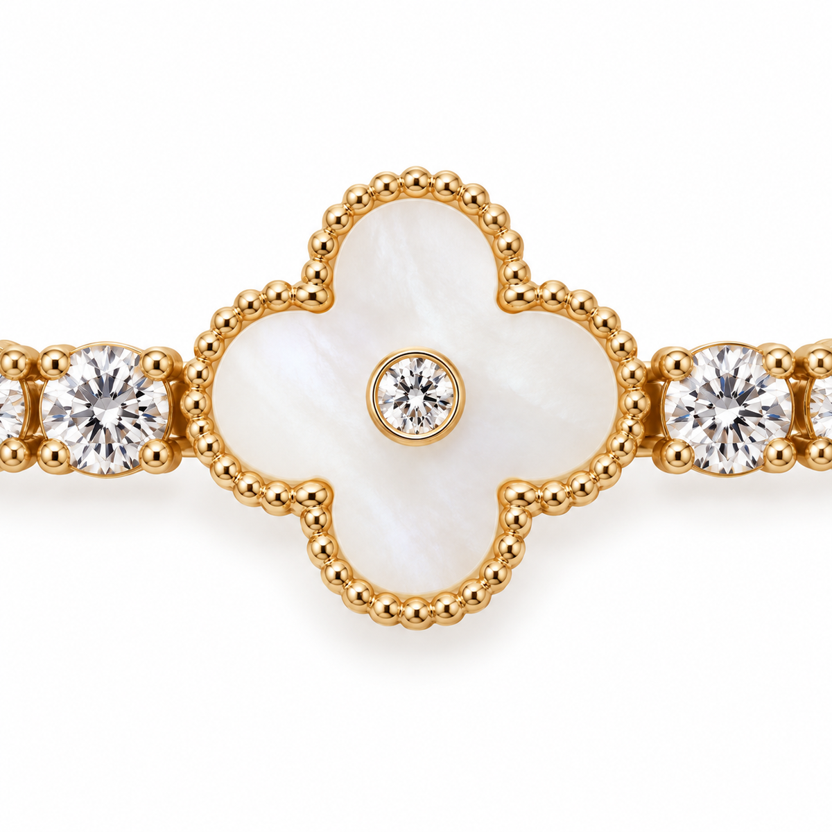 Mother-of-Pearl Flower Bracelet — macro close-up detail