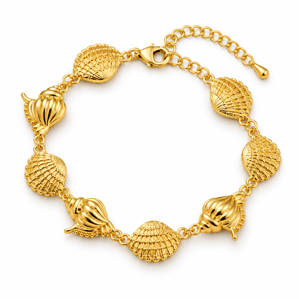 Seashell Elegance Bracelet — full bracelet on white background