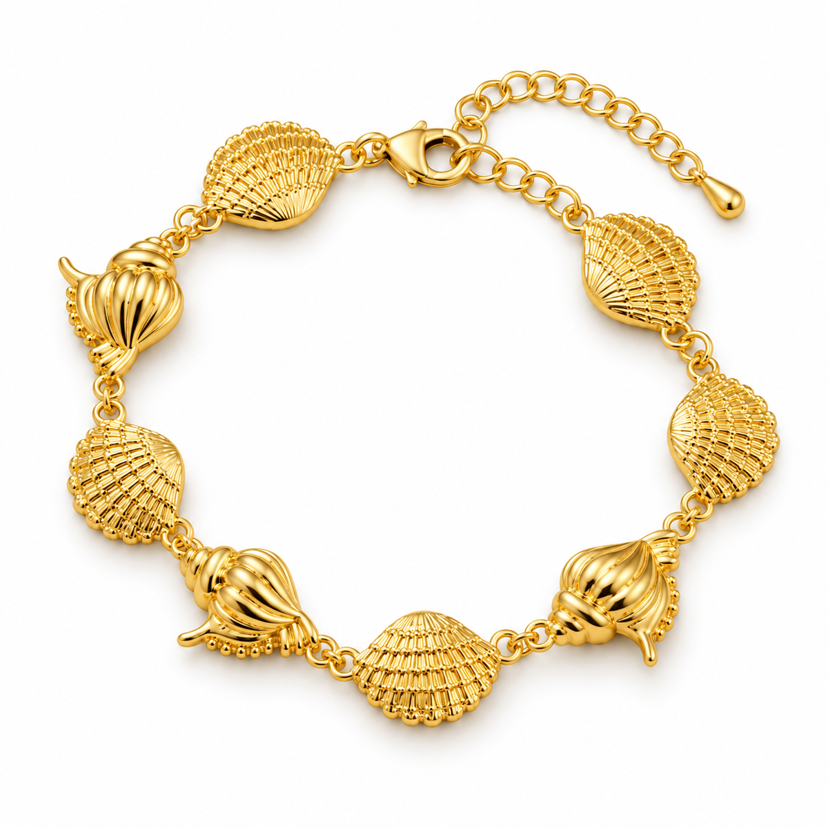 Seashell Elegance Bracelet — full bracelet on white background