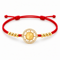 Radiant Sun Adjustable Bracelet with complete red rear adjustable cord and drawstring ends on white background