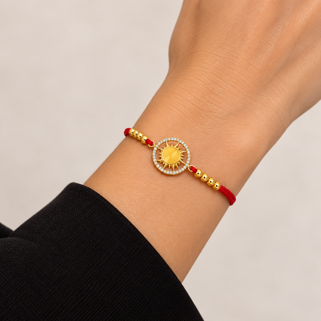 Radiant Sun Adjustable Bracelet — realistic wrist try-on