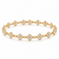 Clover and CZ Bracelet — white clear crystal full bracelet on white background
