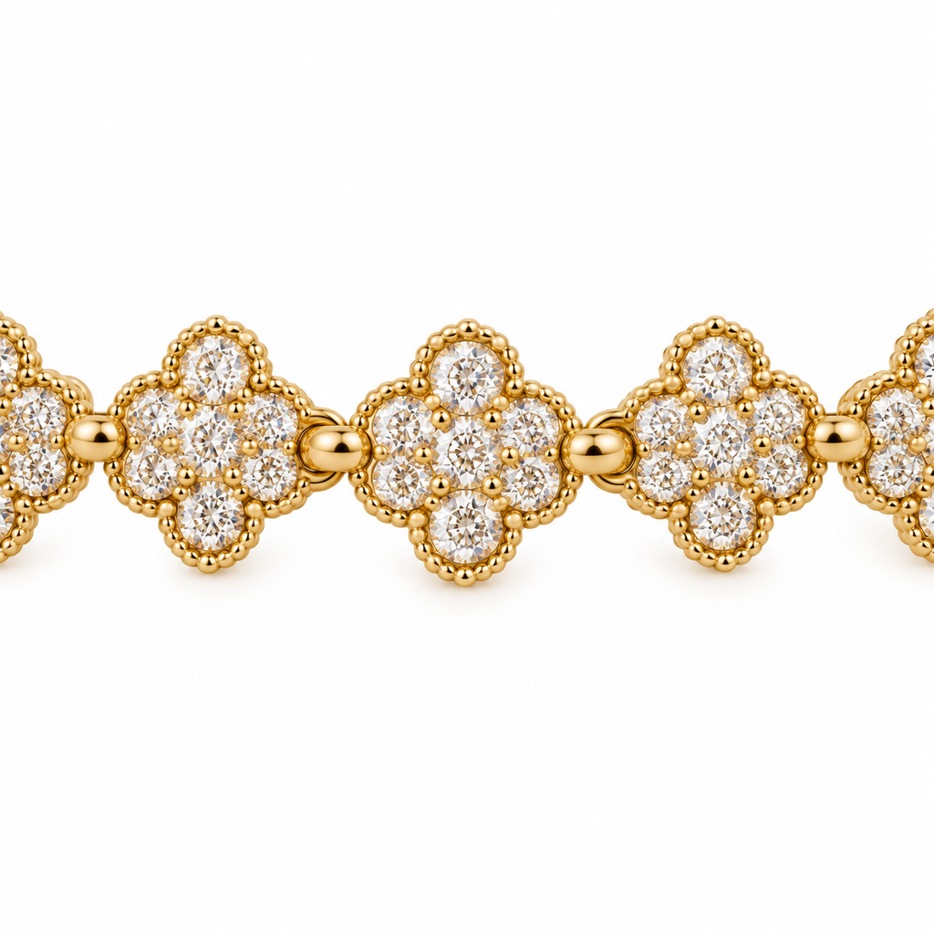 Halo Clover Bracelet — macro close-up detail
