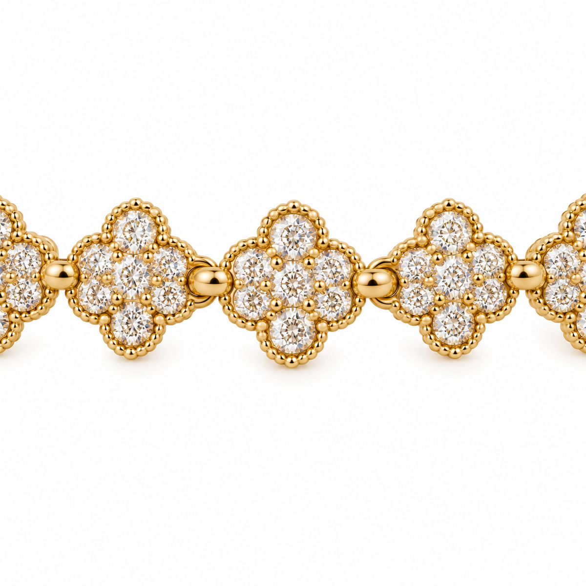 Halo Clover Bracelet — macro close-up detail