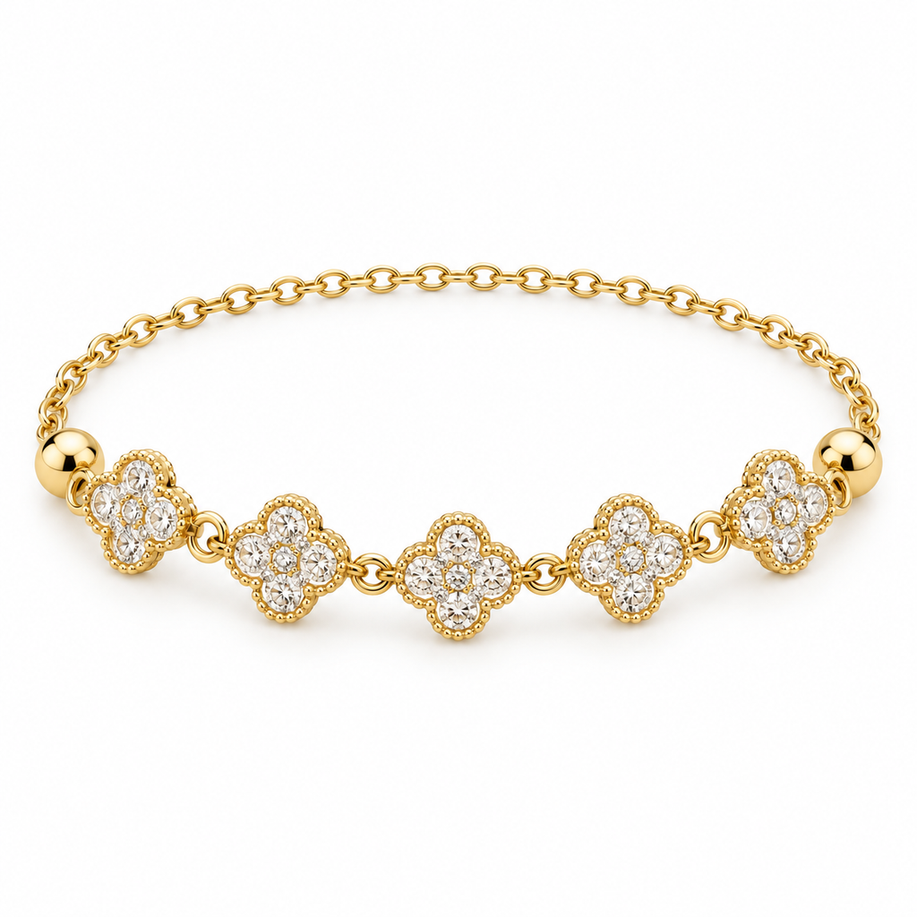 Halo Clover Bracelet — full bracelet on white background