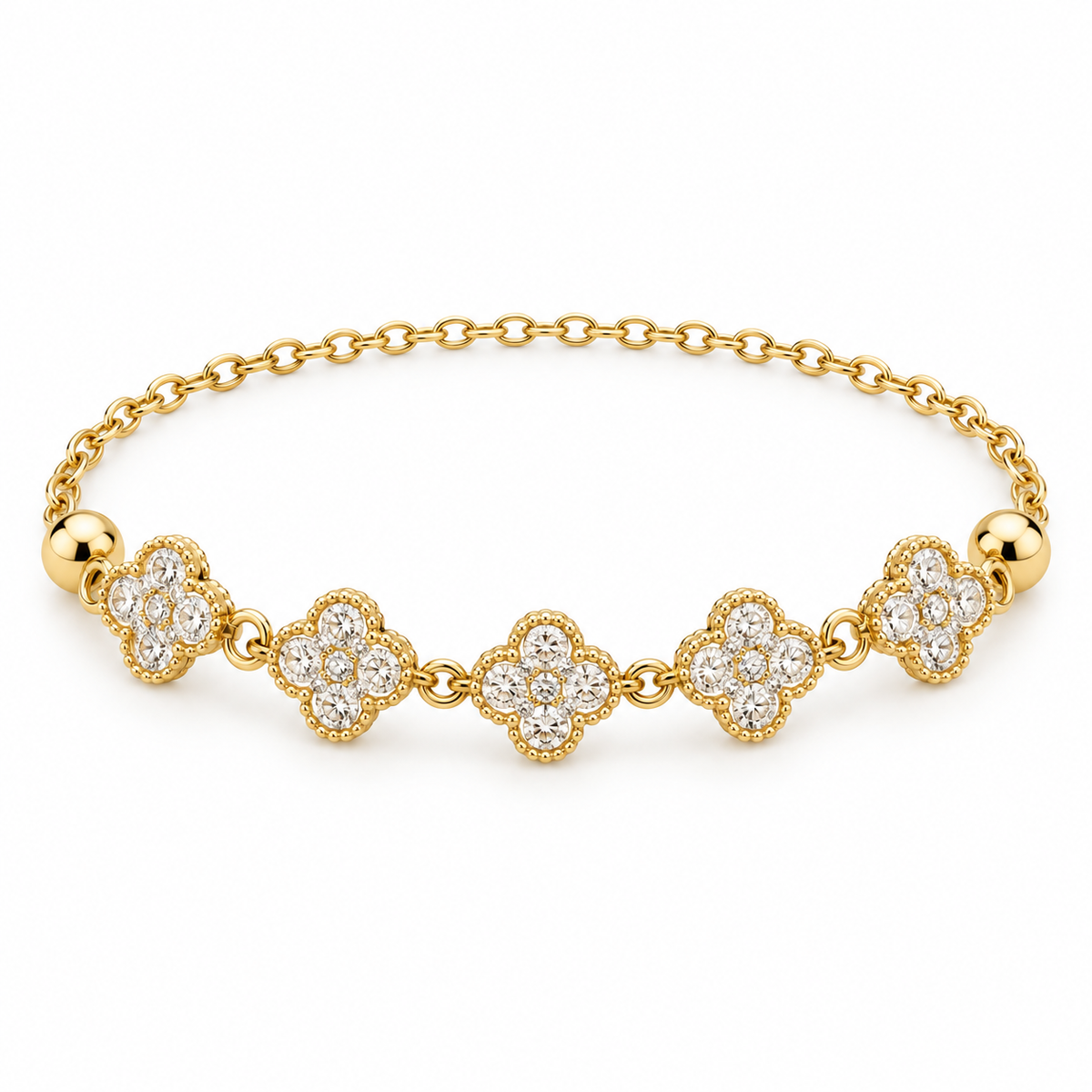 Halo Clover Bracelet — full bracelet on white background