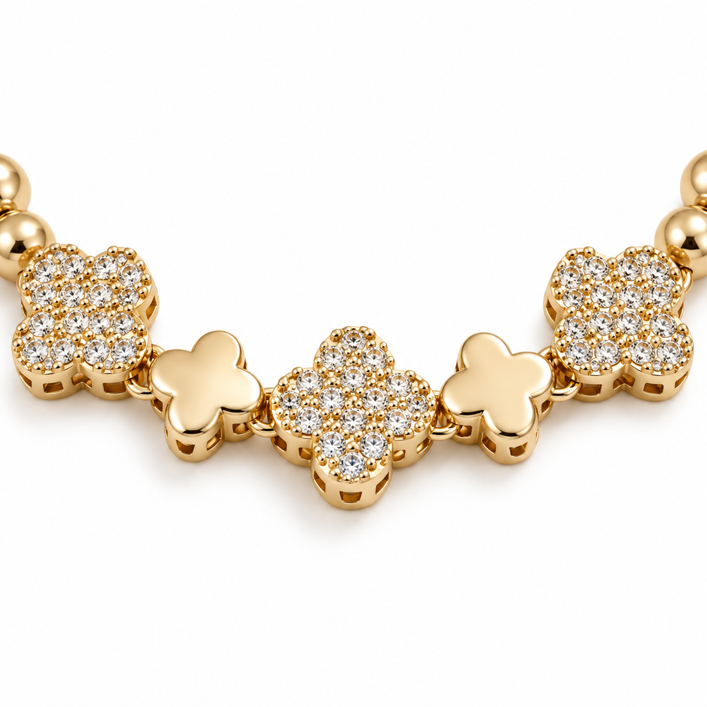 Sparkling Clover Bracelet — macro close-up detail