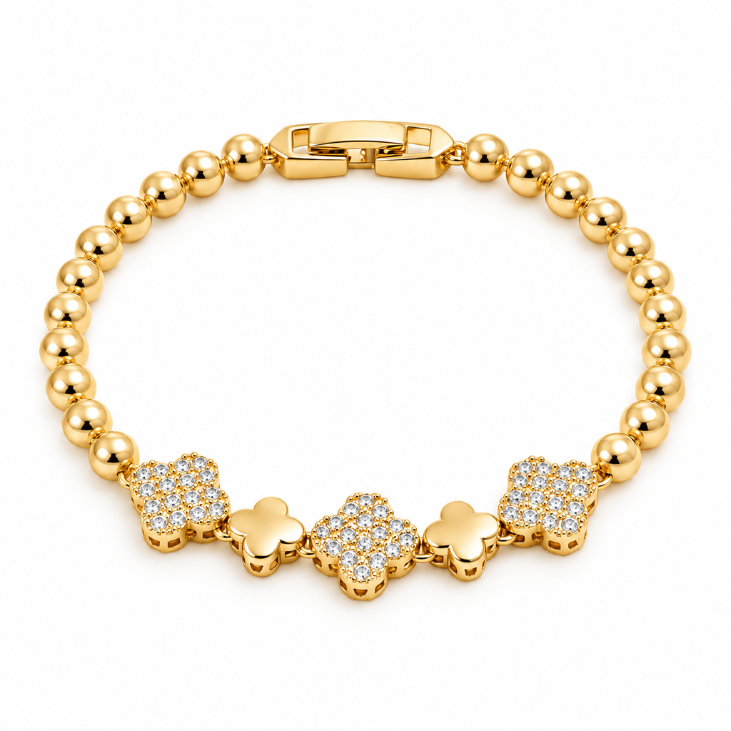 Sparkling Clover Bracelet — full bracelet on white background