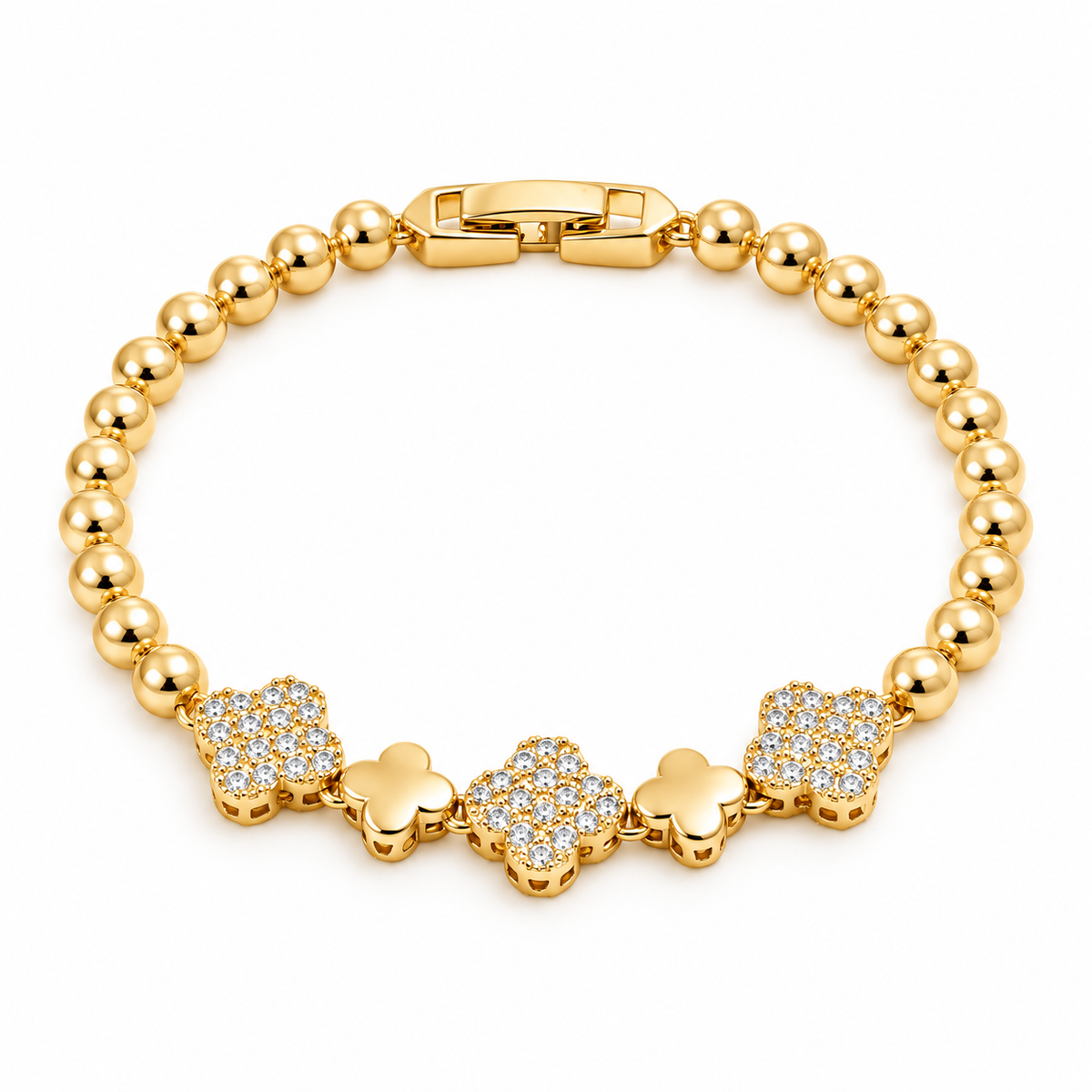 Sparkling Clover Bracelet — full bracelet on white background