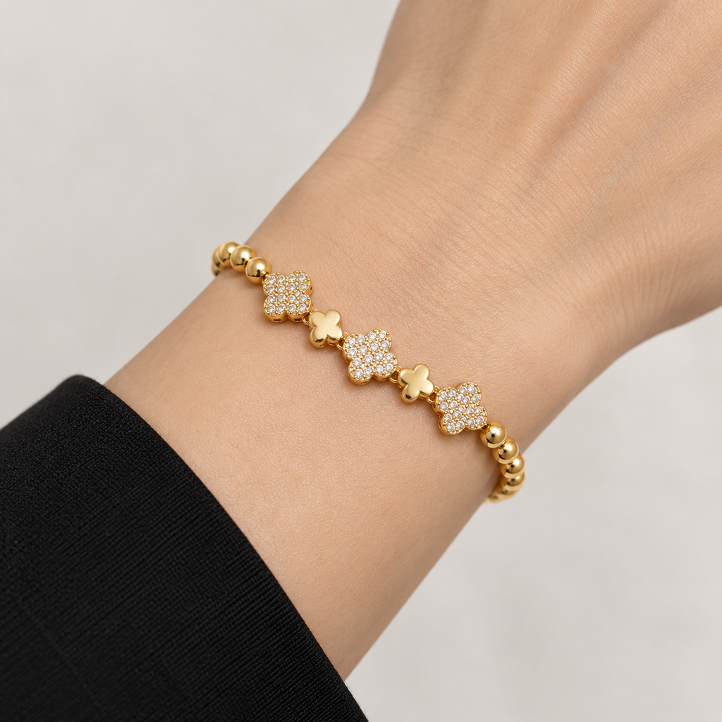 Sparkling Clover Bracelet — realistic wrist try-on