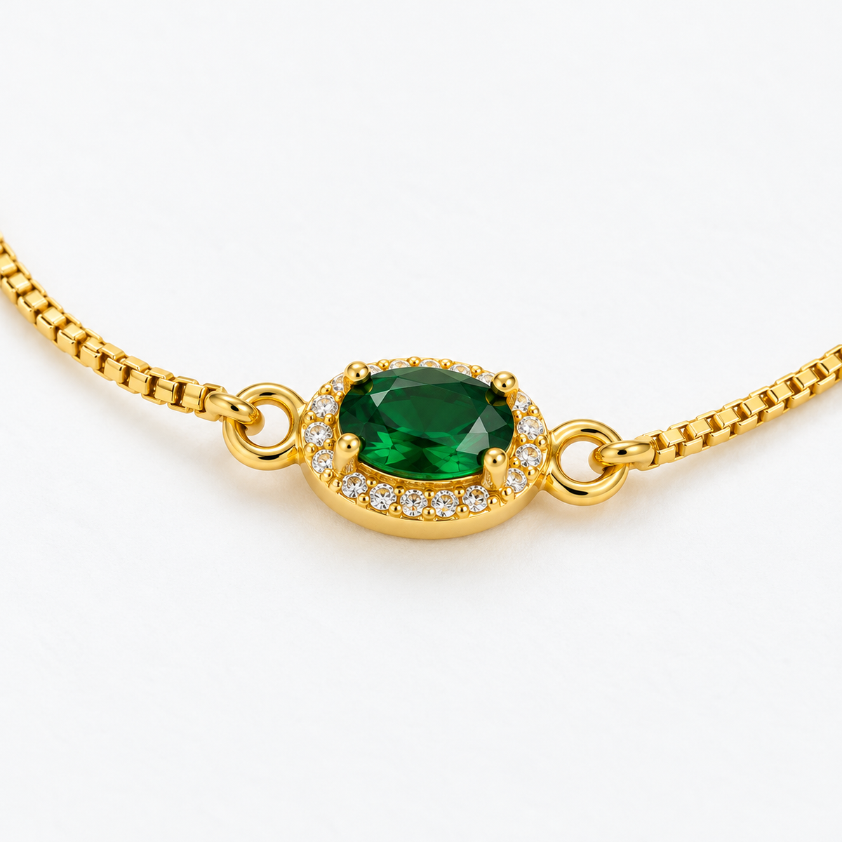 Green Oval Slider Bracelet — macro close-up detail