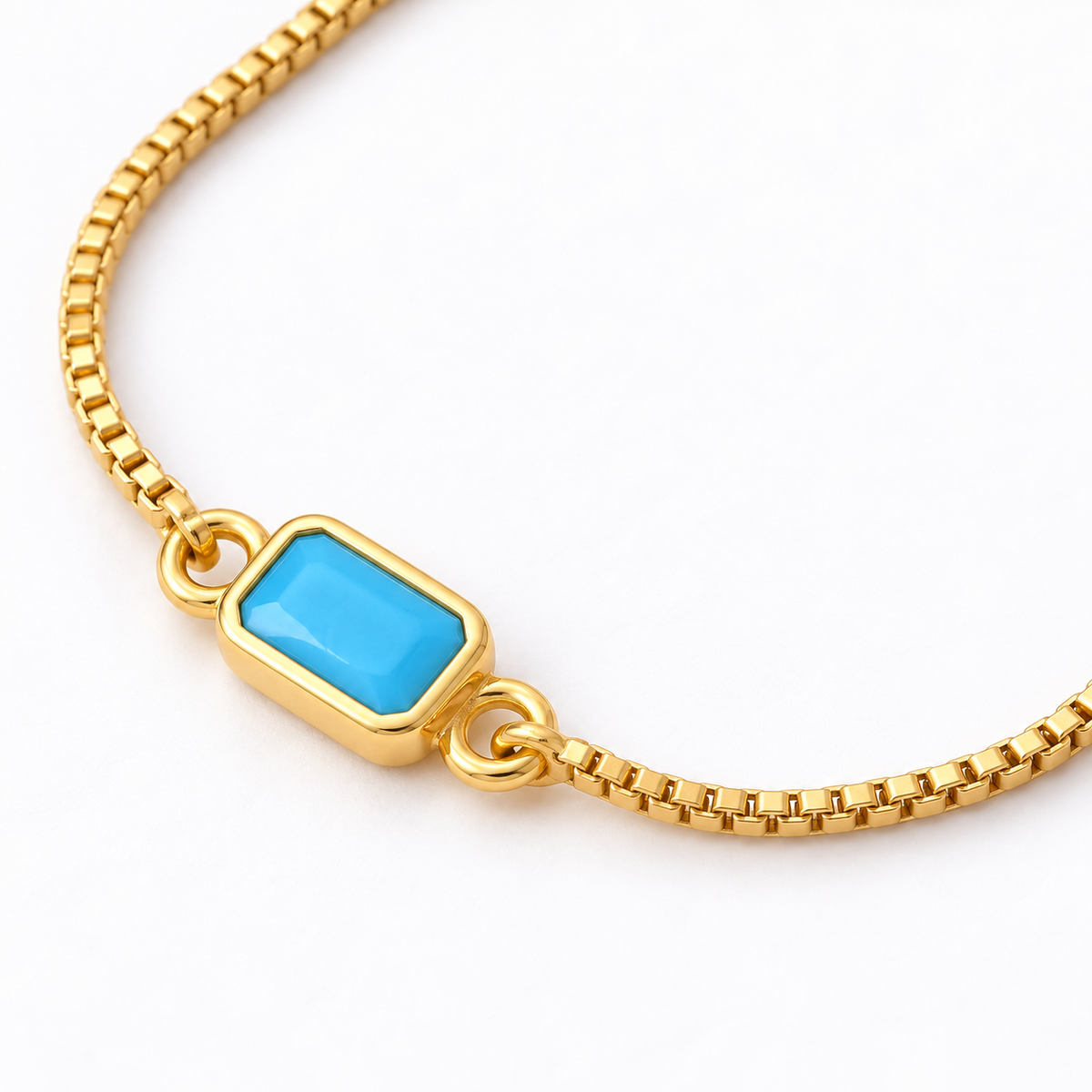Turquoise Rectangle Slider Bracelet — macro close-up detail