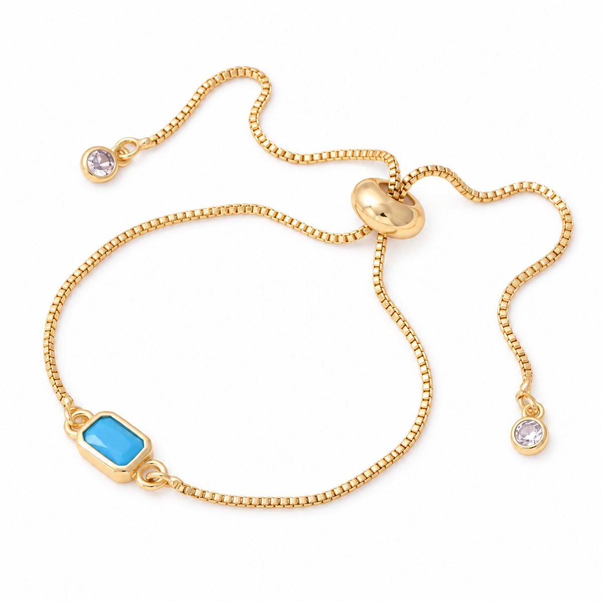Turquoise Rectangle Slider Bracelet — full bracelet on white background