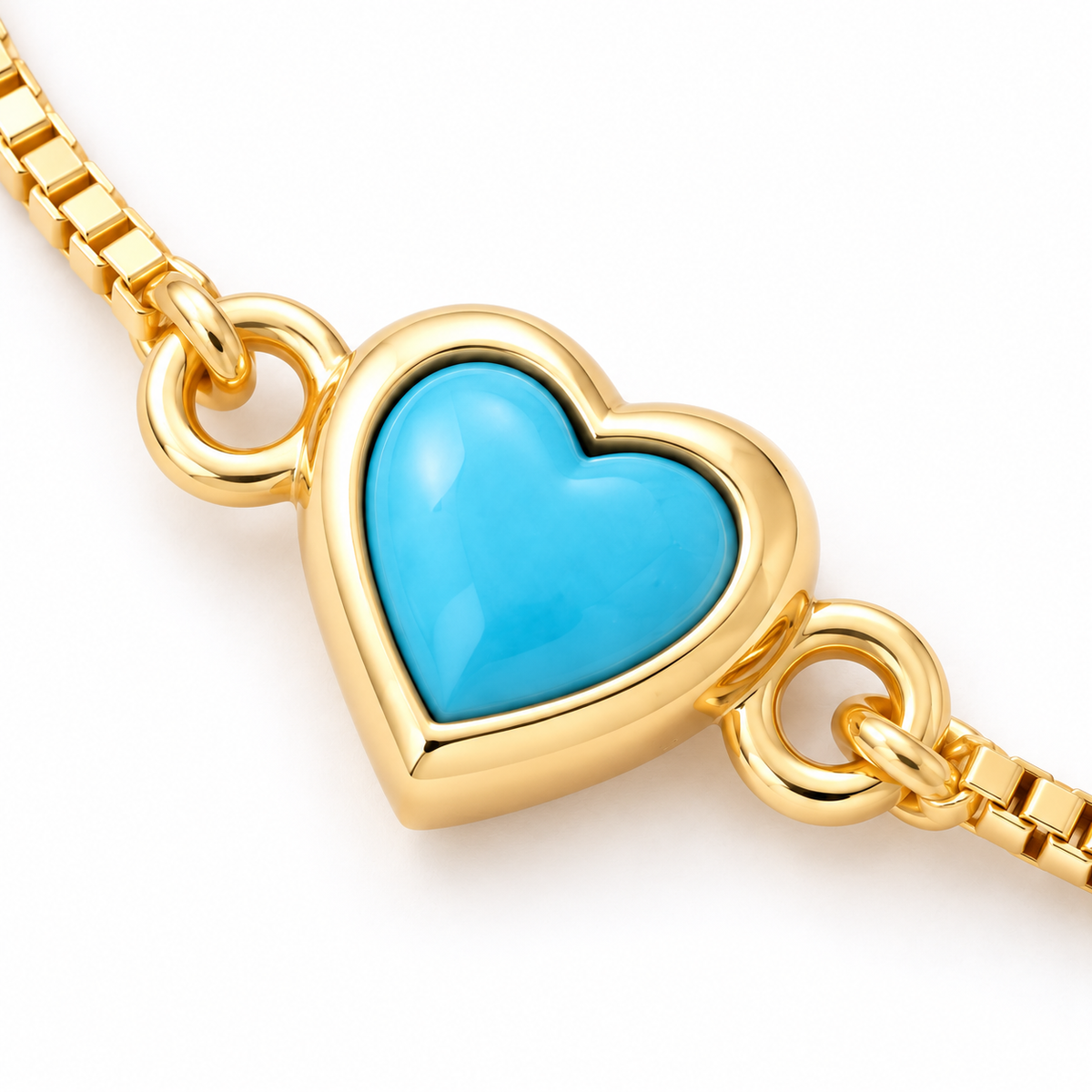 Turquoise Heart Slider Bracelet — macro close-up detail