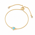 Turquoise Heart Slider Bracelet — full bracelet on white background
