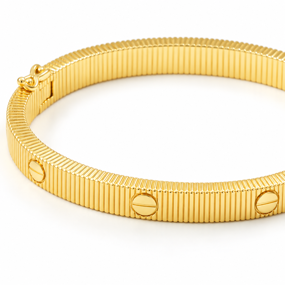 Ribbed Screw Bangle — macro close-up detail