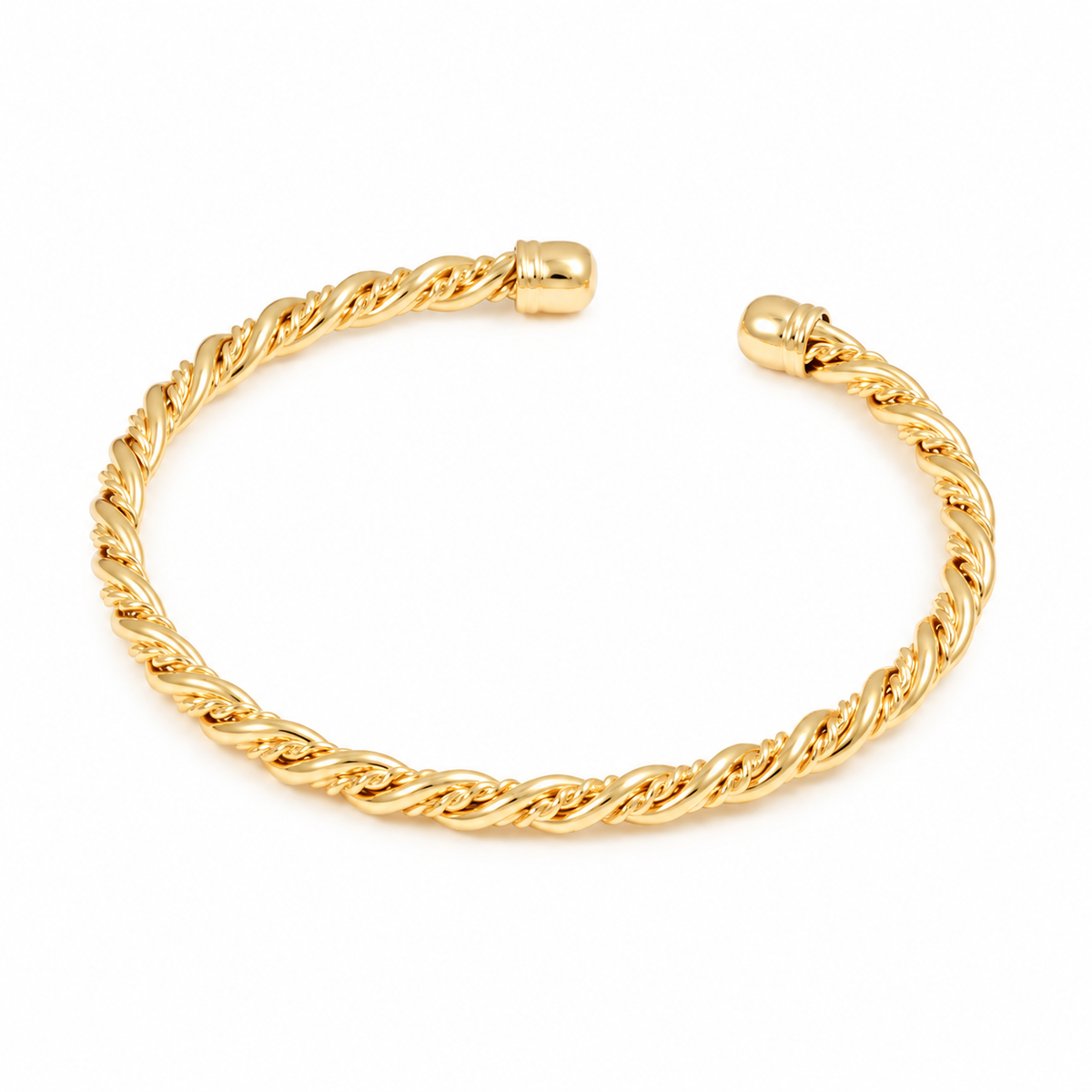 Braided Open Cuff — full bracelet on white background