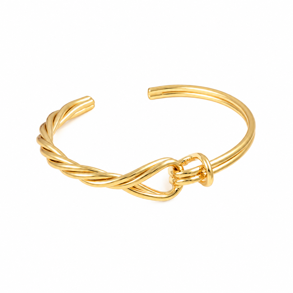 Twist Knot Cuff — full bracelet on white background