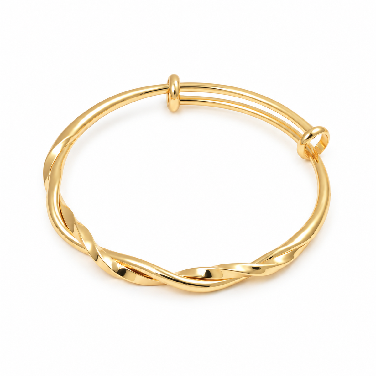 Twisted Adjustable Bangle — full bracelet on white background