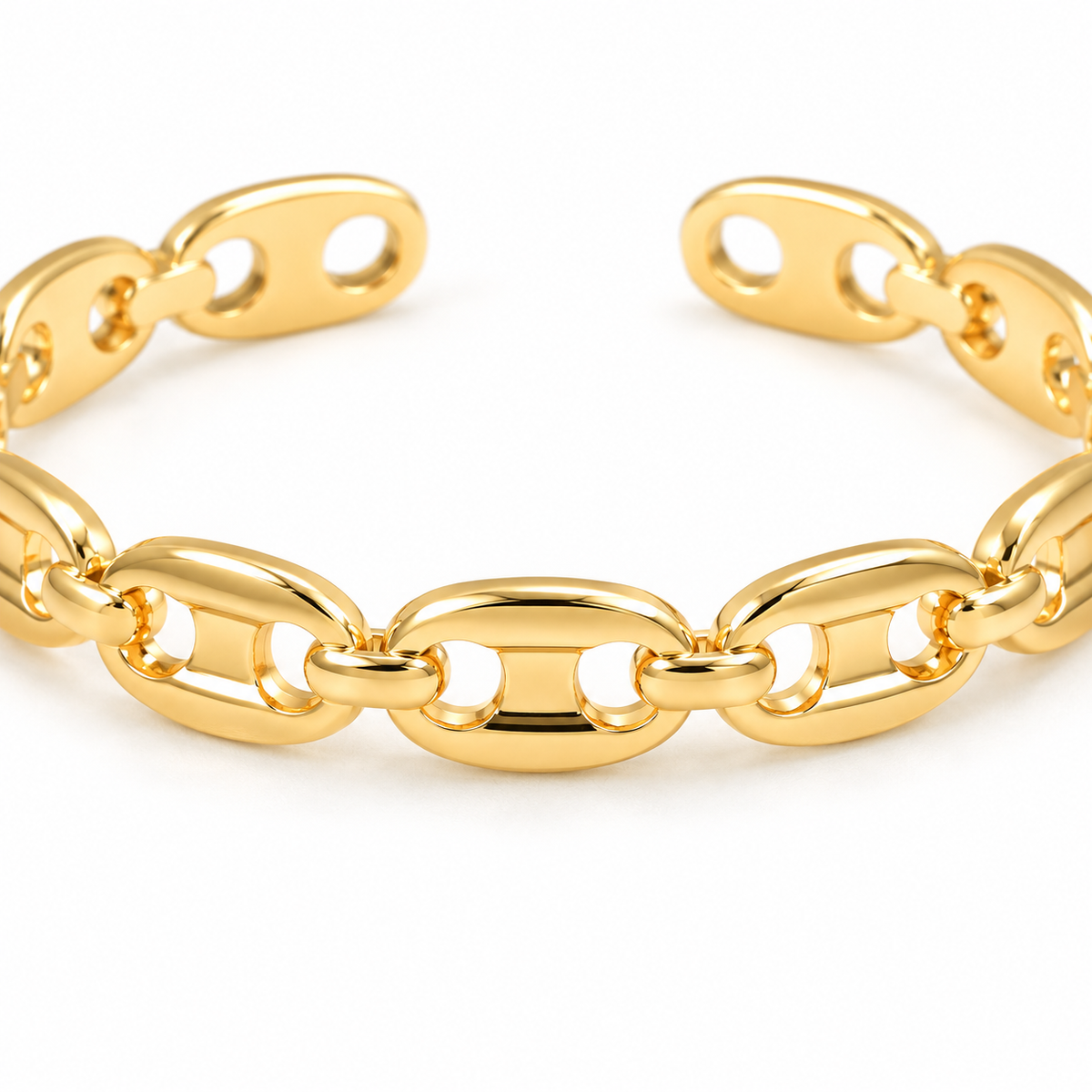 Oval Link Open Cuff — macro close-up detail