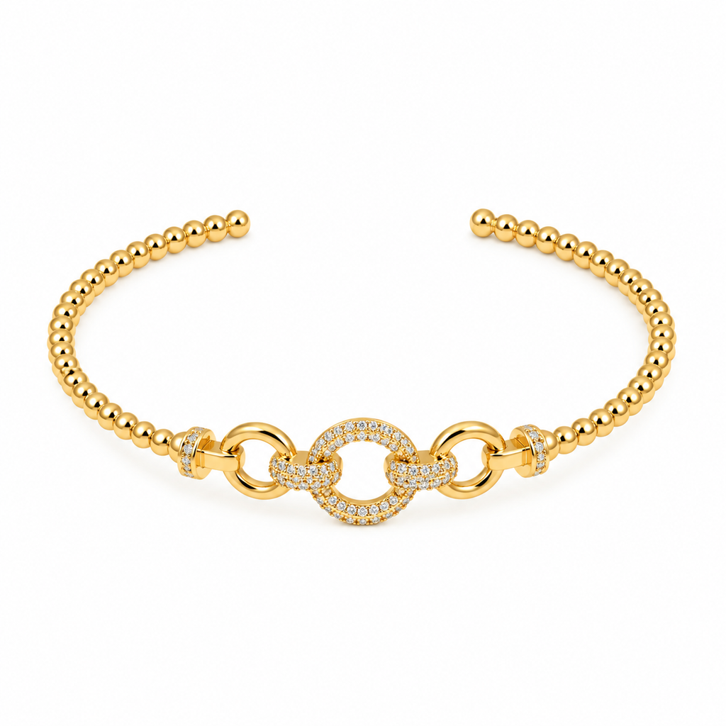 Crystal Circle Cuff — full bracelet on white background