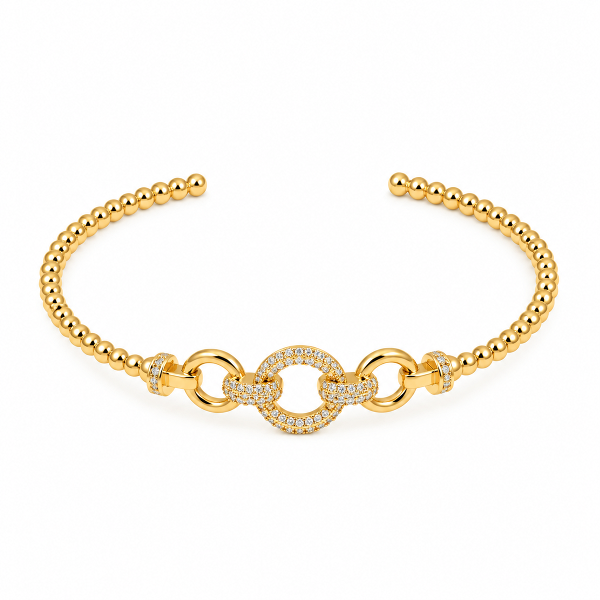 Crystal Circle Cuff — full bracelet on white background