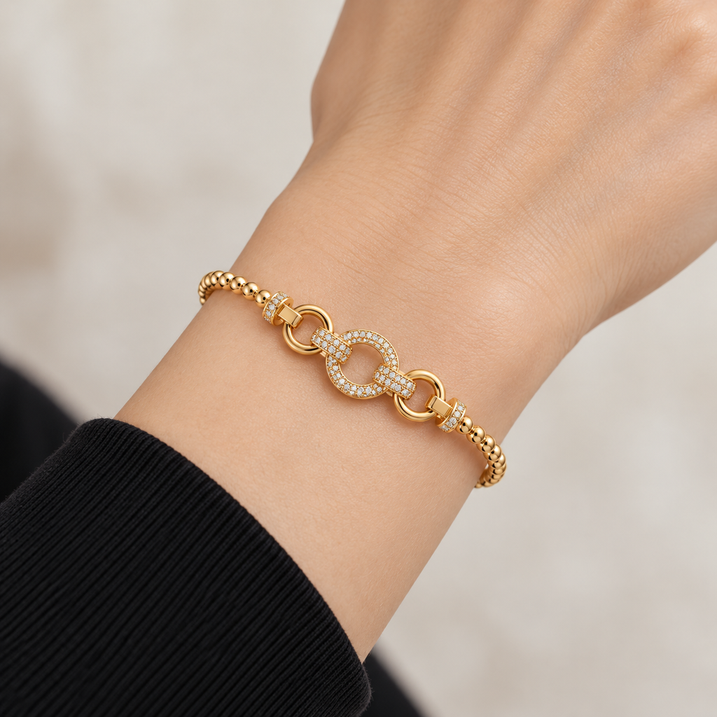 Crystal Circle Cuff — realistic wrist try-on