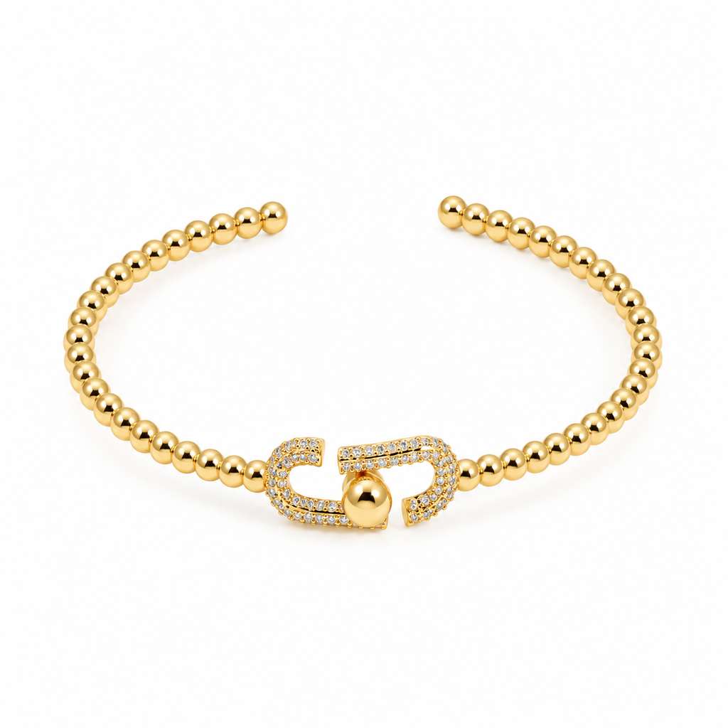 Crystal Link Cuff — full bracelet on white background