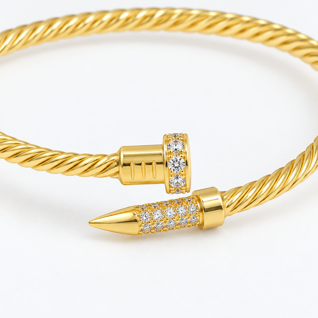 Crystal Nail Rope Cuff — macro close-up detail