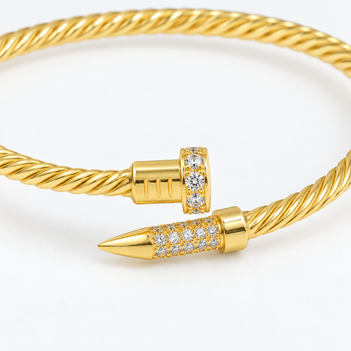 Crystal Nail Rope Cuff — macro close-up detail