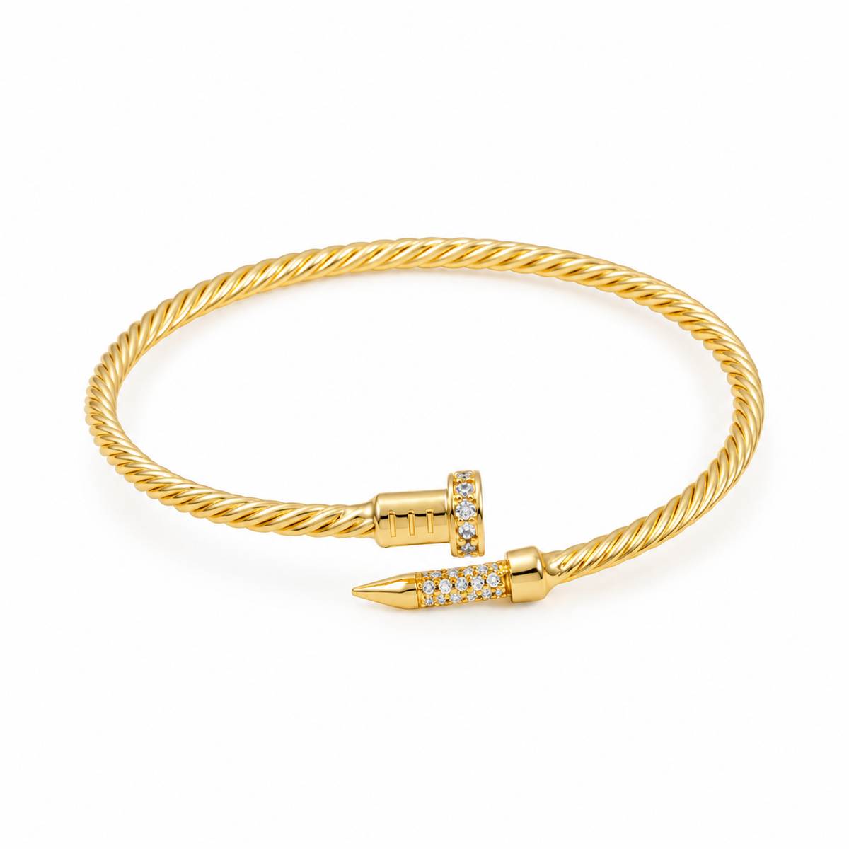 Crystal Nail Rope Cuff — full bracelet on white background