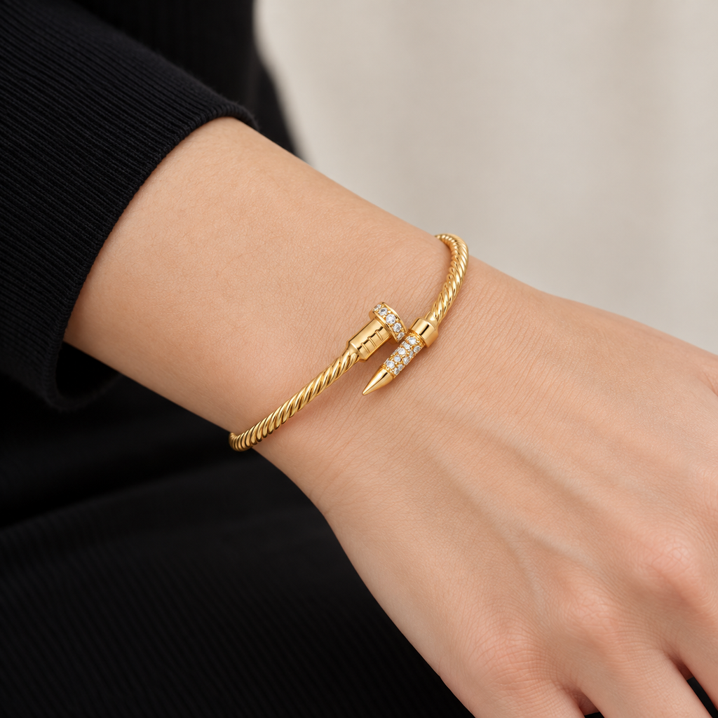Crystal Nail Rope Cuff — realistic wrist try-on