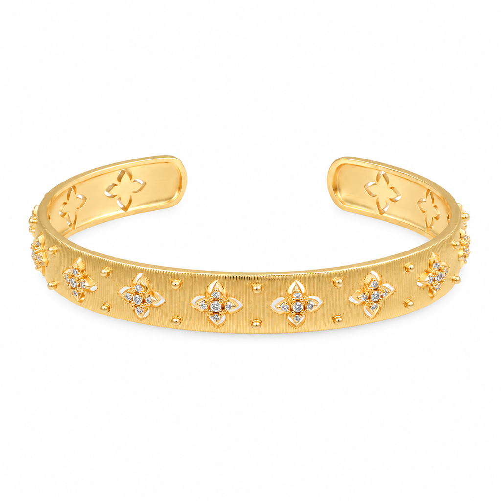 Slim Floral Cutout Cuff — full bracelet on white background