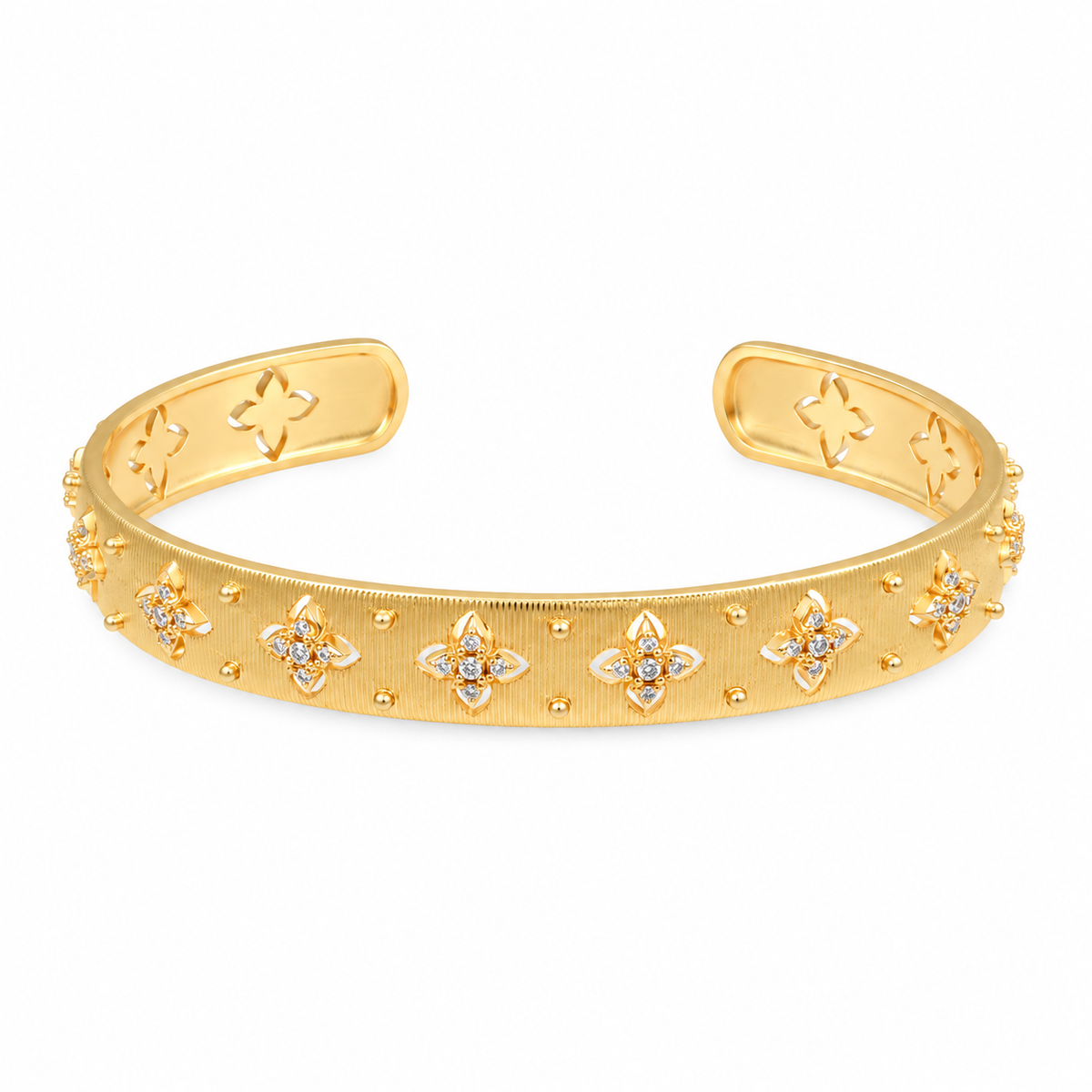 Slim Floral Cutout Cuff — full bracelet on white background