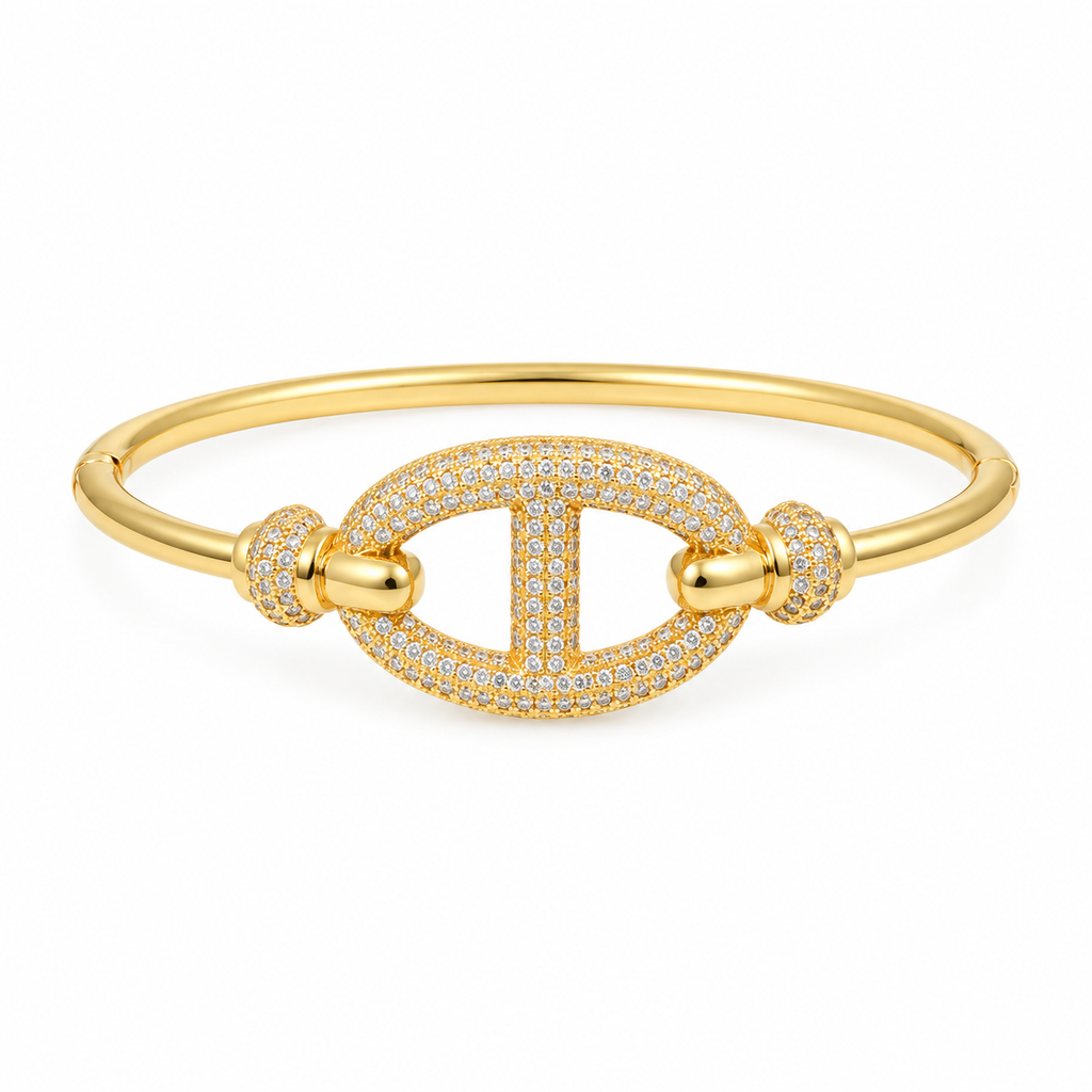Crystal Oval Bangle — full bracelet on white background