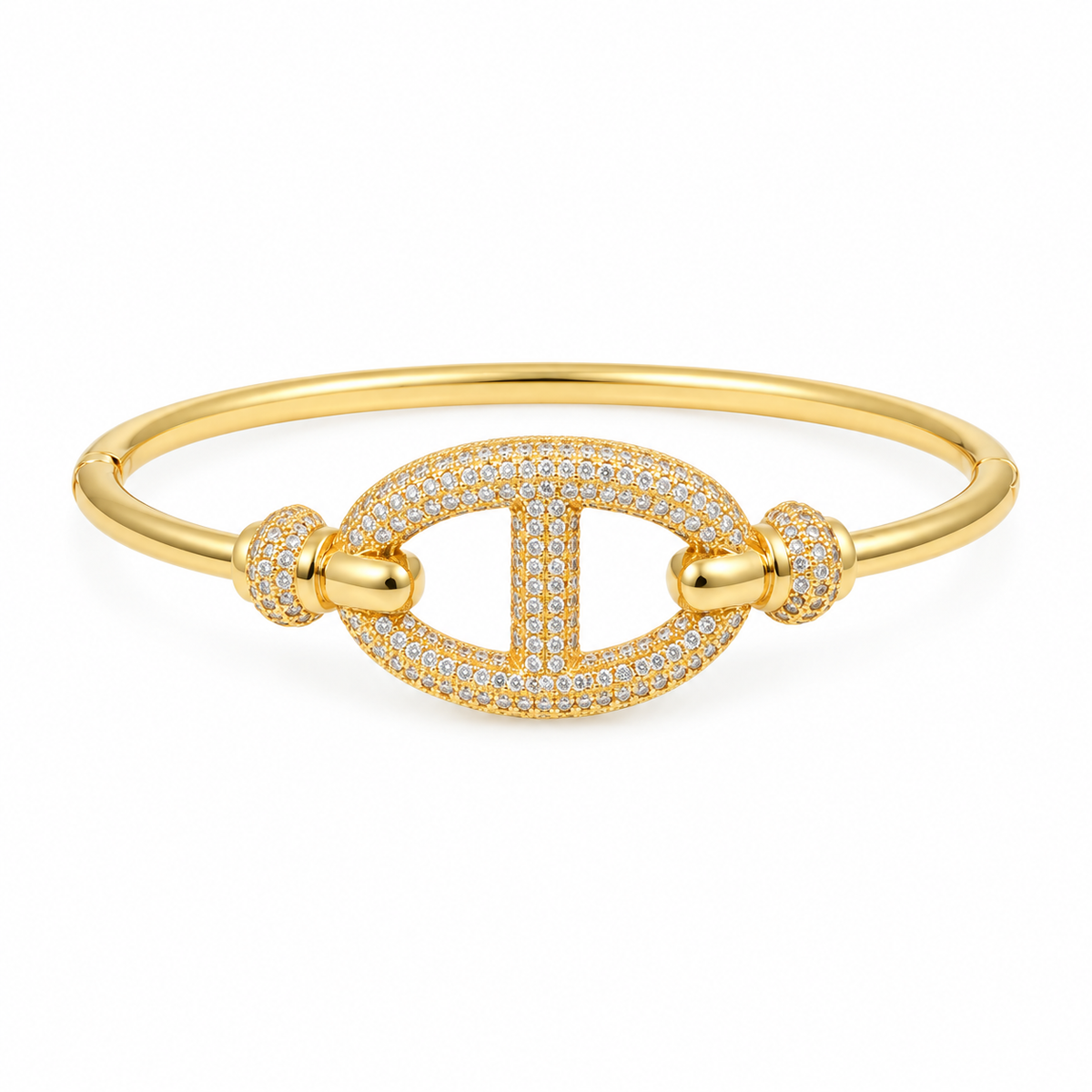 Crystal Oval Bangle — full bracelet on white background