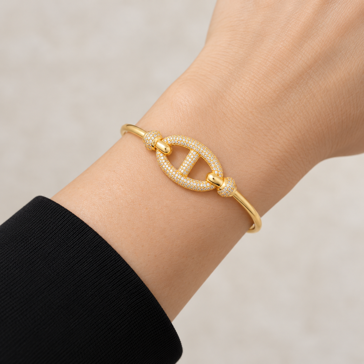 Crystal Oval Bangle — realistic wrist try-on