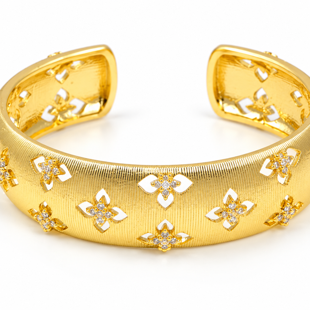 Wide Floral Cutout Cuff — macro close-up detail