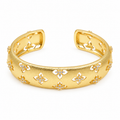 Wide Floral Cutout Cuff — full bracelet on white background