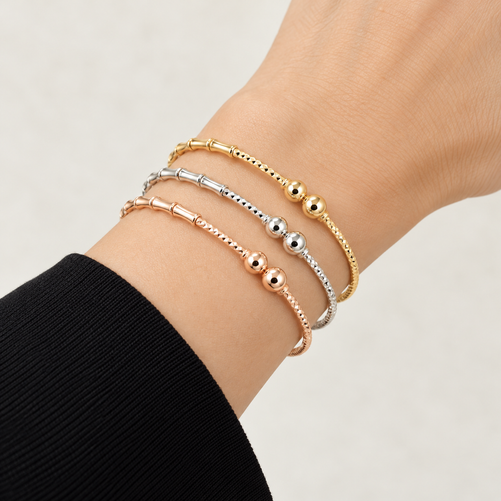 Tri-Tone Textured Cuff Set — realistic wrist try-on
