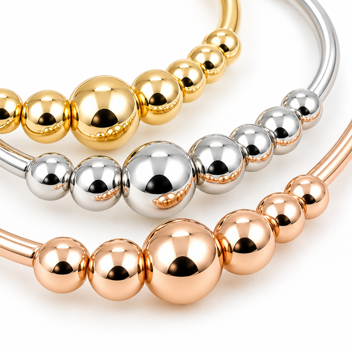 Tri-Tone Beaded Cuff Set — macro close-up detail