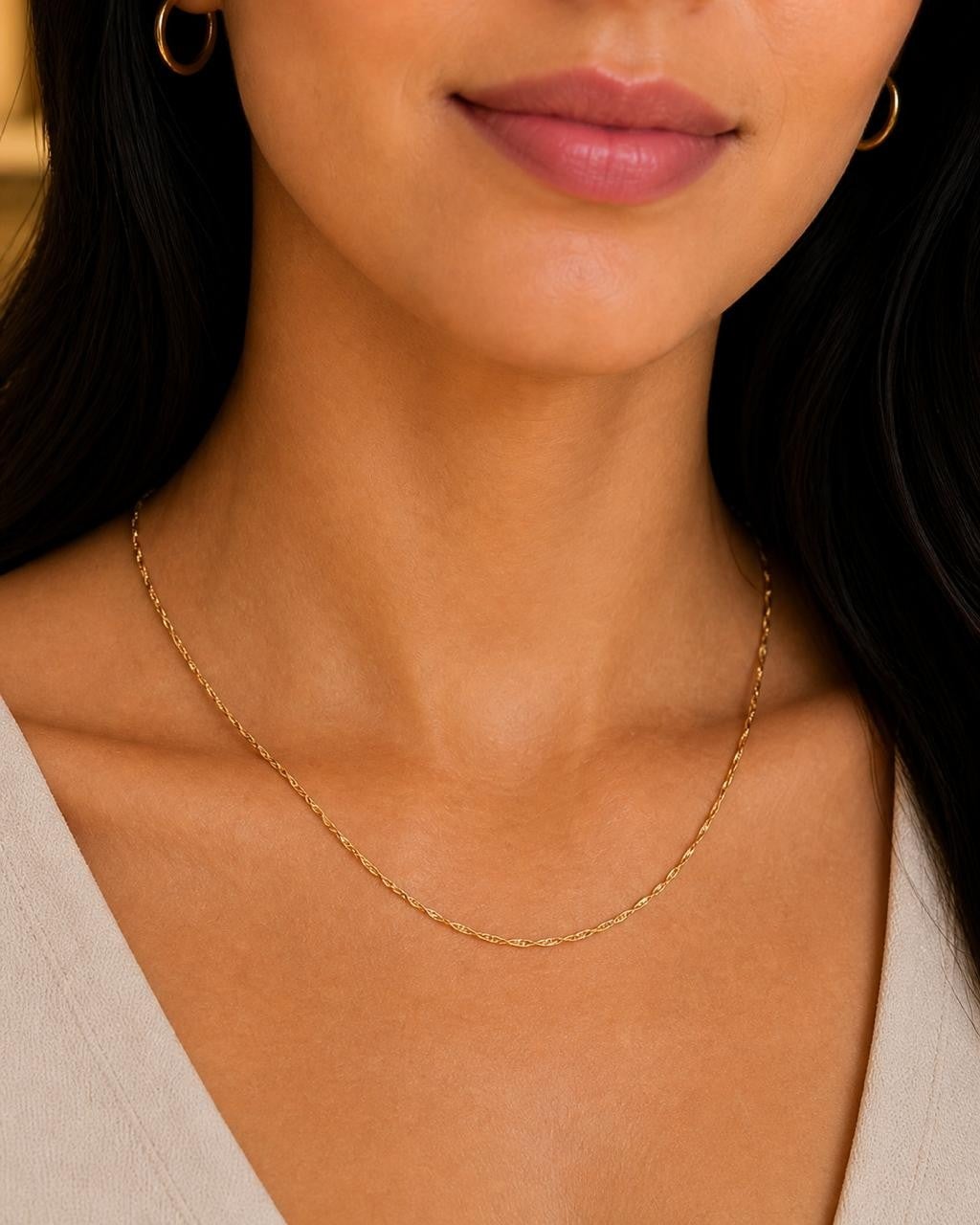 Italian Singapore Chain – 18K Gold, 15″ — original product photo 1