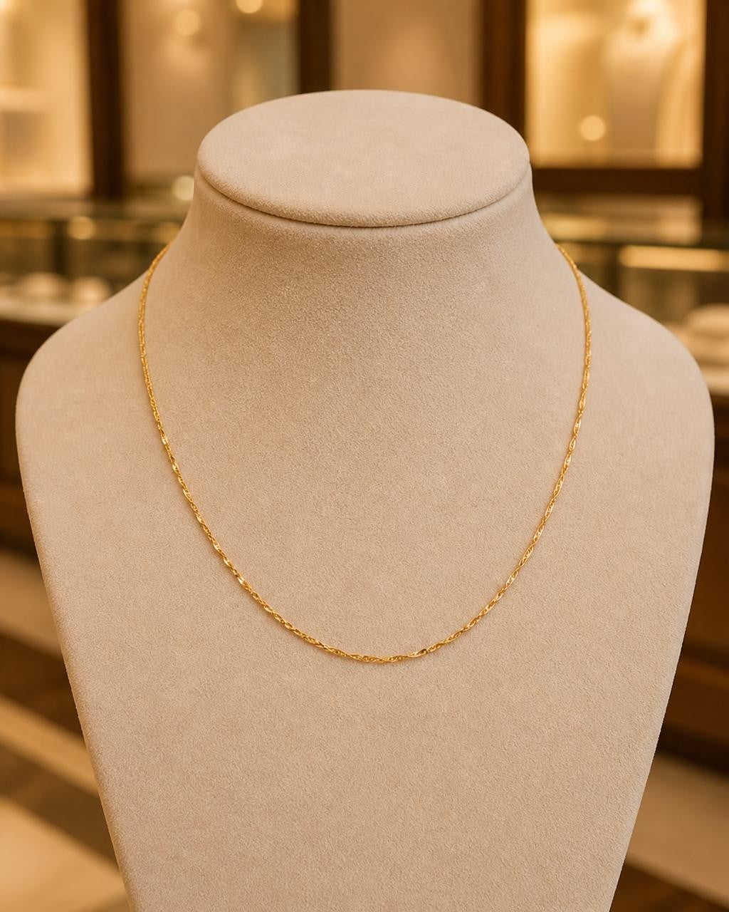 Italian Singapore Chain – 18K Gold, 15″ — original product photo 4