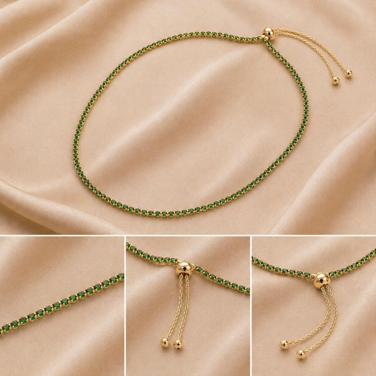 Green Cubic Zirconia Tennis Necklace – Gold Plated — original product photo 5